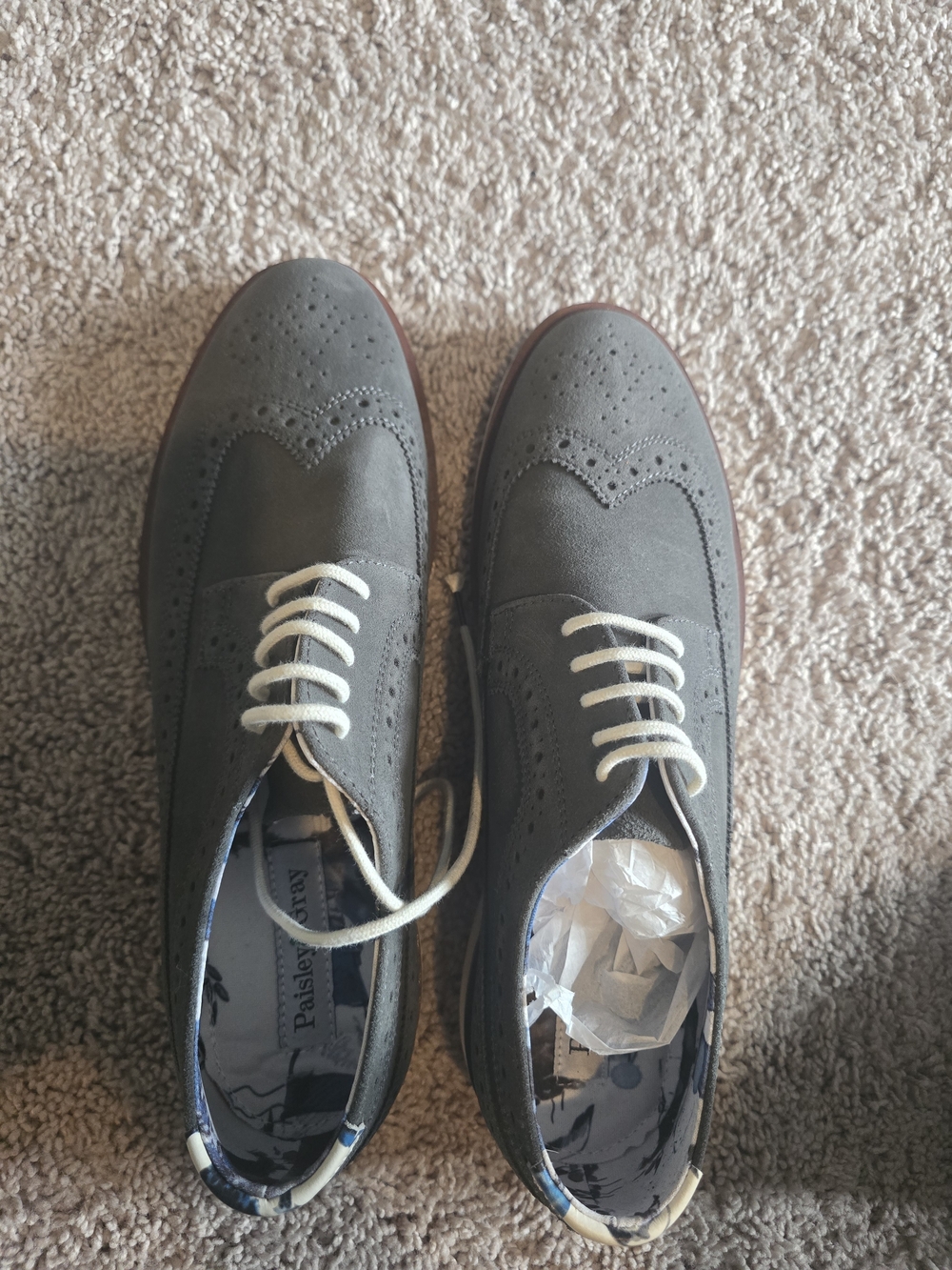 Paisley & Gray Gray Wingtip Oxford with White Laces